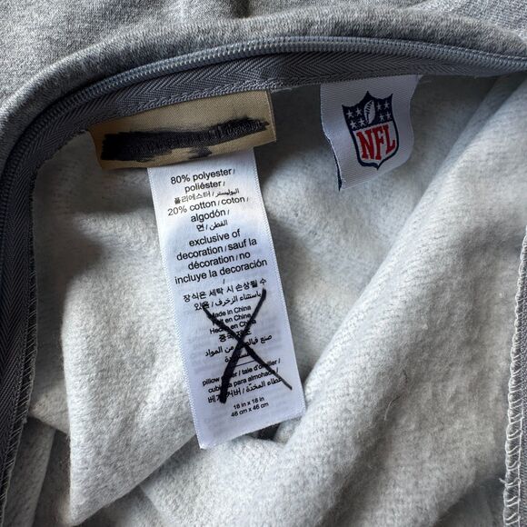 Pottery Barn Teen Heather Gray Fleece 18x18 Kansas City Chiefs Pillow Cover NWOT - Picture 5 of 6